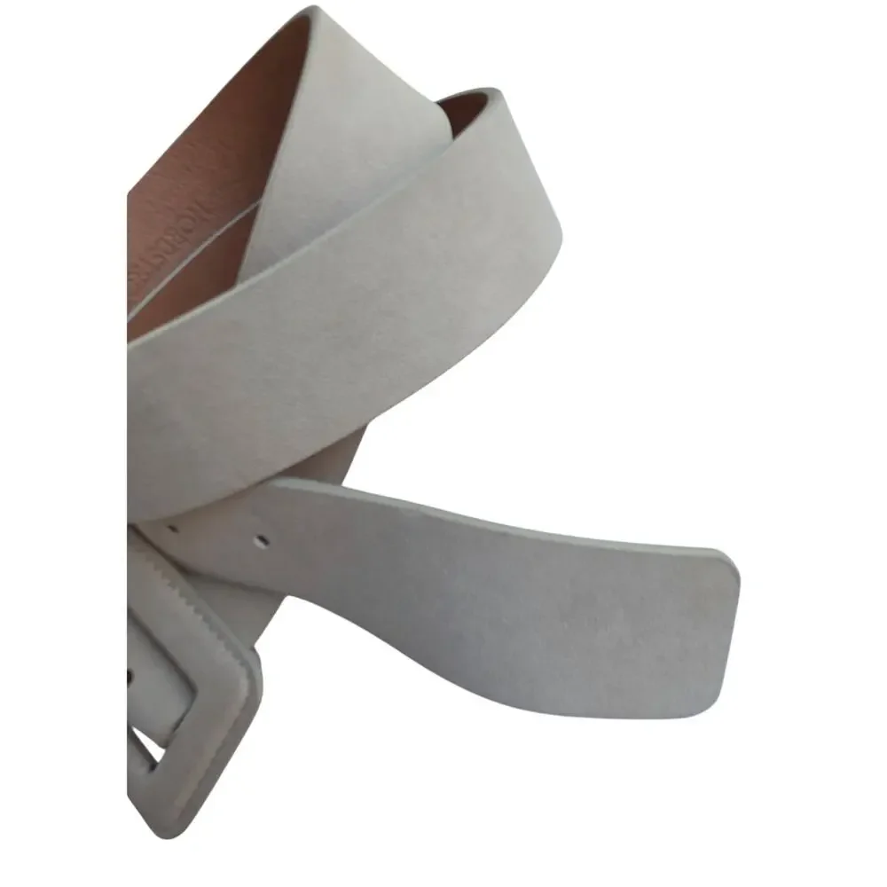 Nordstrom Faux Suede Belt Light Sand Cream Gold Buckle Sz S Minimalist Chic
